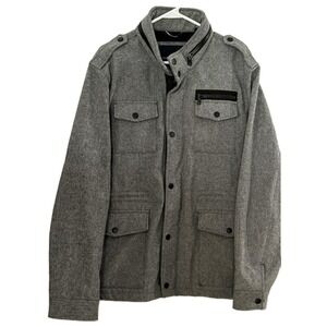 Tommy Hilfiger Mens XL Gray Full Zip Up Multi Pocket Military Field Jacket